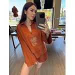 Camisa Manga Longa Bordado Catania Marrom