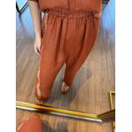 Calça Linho Bordado Catania Marrom