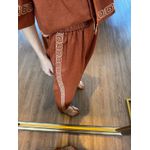 Calça Linho Bordado Catania Marrom