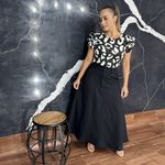 Blusa Fernanda Onça preto e branco 