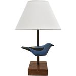 Abajur com Escultura de Pássaro Azul