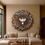 Divino Espírito Santo Resplendor com Esculturas de Flores - Colorido D. 150 CM.