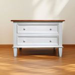Mesa de Cabeceira Branca Tampo Madeira Natural - 60 x 85 CM.