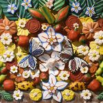Quadro Ânfora com Flores e Frutas – Madeira e Metal 120 x 97 CM. 