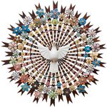 Divino Espírito Santo Resplendor com Esculturas de Flores - Colorido D. 150 CM.
