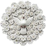 Divino Espírito Santo Mandala com Esculturas de Flores Brancas - D. 50 CM.