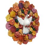 Divino Espírito Santo Mandala com Esculturas de Flores Coloridas - D. 50 CM. 