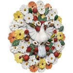 Divino Espírito Santo Mandala com Esculturas de Flores e Frutas Coloridas - D. 60 CM. 