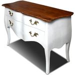 Cômoda Bombê Branca com Tampo em Madeira Natural - 126 x 50 CM.