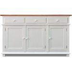 Buffet Branco 3 Gavetas e 3 Portas - Tampo Madeira Natural 1,50 m x 50 cm