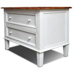Mesa de Cabeceira Branca Tampo Madeira Natural - 60 x 85 CM.