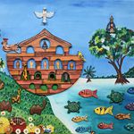 Quadro Arca de Noé com Esculturas - 0,90 m x 1,15 m 