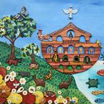 Quadro Arca de Noé com Esculturas - 0,90 m x 1,15 m 
