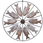 Painel Vazado Mandala com Esculturas de Peixes 