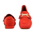 Mocassim Loafer Rebecca Camurça Coral