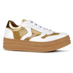 Tênis Lisboa Tela Neve com Dourado