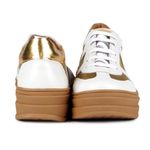 Tênis Lisboa Tela Neve com Dourado