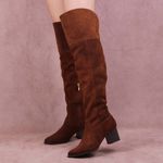 Bota Simona Cano Longo Camurça Caramelo