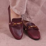 Mocassim Loafer Capri Couro Bordô