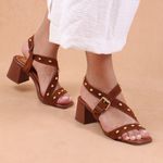 Sandália Salto Grazia Orcade Metais Caramelo