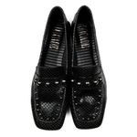 Mocassim Loafer Rebecca Orcade Studs Snake Preto