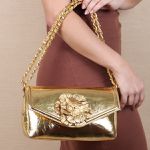 Bolsa Orcade Flor Couro Bala Ouro