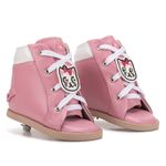 Dennis Brown Gatinha Rosa e Branco sapatilha em couro rosa com barra de regulagem