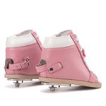 Dennis Brown Gatinha Rosa e Branco sapatilha em couro rosa com barra de regulagem