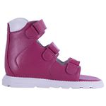 Sandália Neurofuncional cano alto 3 velcros em couro pink com branco love