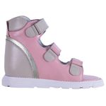 Sandália Neurofuncional cano alto 3 velcros em couro rosa pastel e glace love
