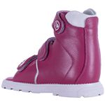 Sandália Neurofuncional cano alto 3 velcros em couro pink com branco love