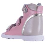 Sandália Neurofuncional cano alto 3 velcros em couro rosa pastel e glace love