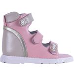 Sandália Neurofuncional cano alto 3 velcros em couro rosa pastel e glace love