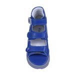 Sandália cano alto 3 velcros couro azul com foguetinho e letra personalizada do nome