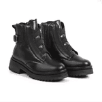 Bota para o Frio e Neve - Couro Legítimo e Lã - Chicago Preta