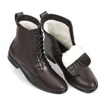 Bota de Inverno, em Couro de Carneiro - com Lã e Solado Antiderrapante - Amsterdã Marrom