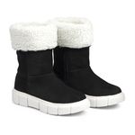 Bota Feminina de Inverno - Couro Nobuck, Com Lã E Impermeável a Neve - Aspen Preta