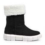 Bota Feminina de Inverno - Couro Nobuck, Com Lã E Impermeável a Neve - Aspen Preta