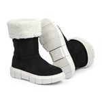 Bota Feminina de Inverno - Couro Nobuck, Com Lã E Impermeável a Neve - Aspen Preta