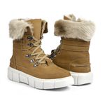Bota Feminina de Inverno Em Couro Forrada Com Lã E Impermeável a Neve - Bariloche Camel