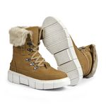 Bota Feminina de Inverno Em Couro Forrada Com Lã E Impermeável a Neve - Bariloche Camel