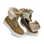 Bota Feminina de Inverno Em Couro Forrada Com Lã E Impermeável a Neve - Bariloche Camel