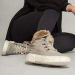 Bota de Inverno e Frio Intenso - Couro, Lã E Impermeável a Neve - Bariloche Cinza