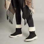 Bota Feminina de Inverno - Couro Nobuck, Com Lã E Impermeável a Neve - Aspen Preta