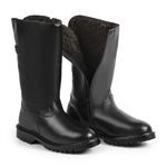 Bota de Inverno e Frio Intenso - Couro Legítimo, Lã E Impermeável a Neve - Munique Preta