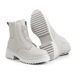 Bota de Inverno em Couro Impermeável e Lã - Chicago Off-White