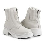 Bota de Inverno em Couro Impermeável e Lã - Chicago Off-White
