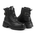 Bota para o Frio e Neve - Couro Legítimo e Lã - Chicago Preta