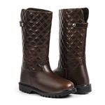 Bota Feminina Frio Intenso - Couro, Metalassê e Lã - Impermeável a Neve - Copenhage Marrom