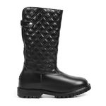 Bota Feminina Frio Intenso - Couro, Metalassê e Lã - Impermeável a Neve - Copenhage Preta